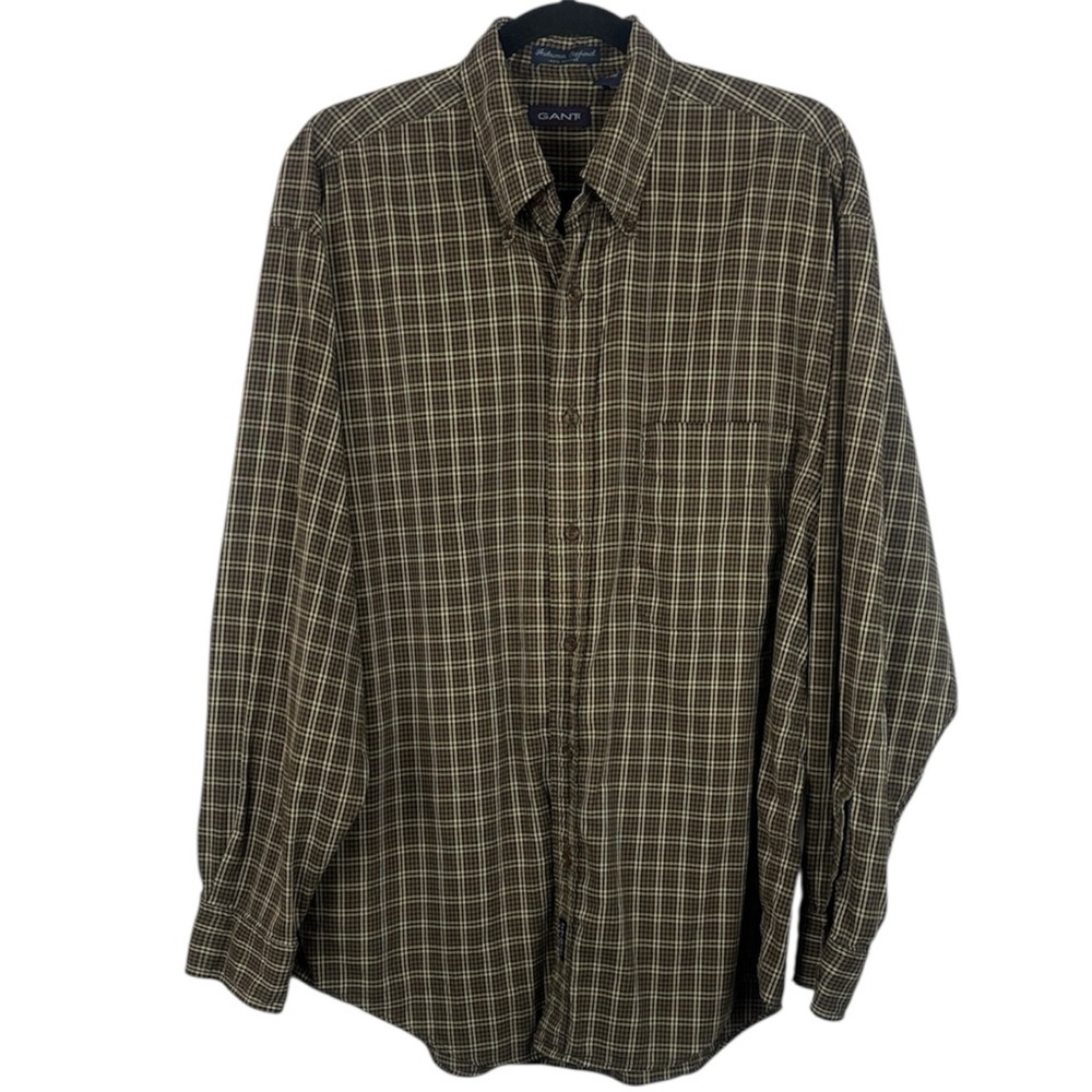 Gant Autumn Oxford Cotton Men’s Plaid Button-Down Long Sleeve Shirt Size Medium